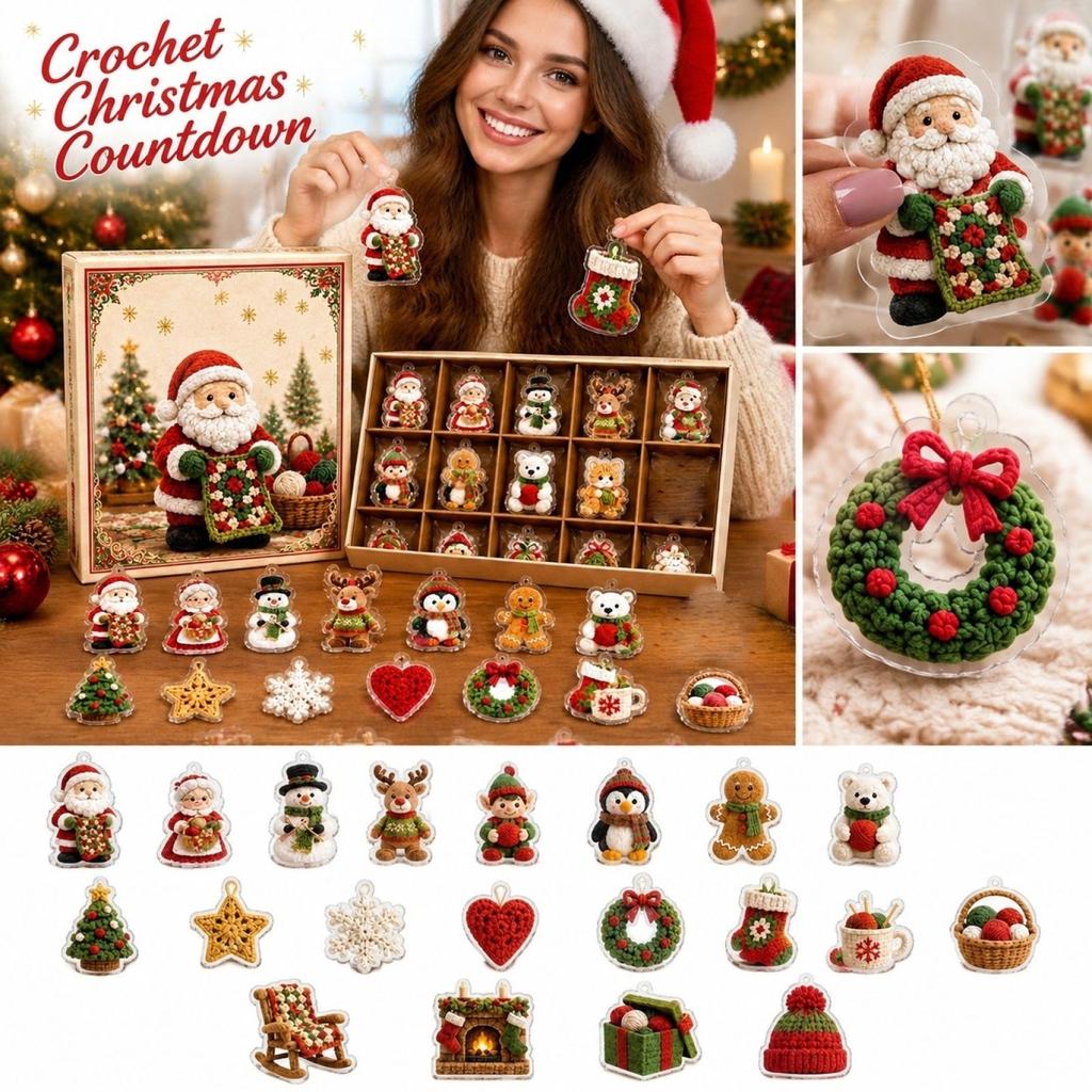 Ornament Croșetat Acrilic Crăciun 2026 - Calendar Advent Countdown Zi de Sărbătoare Cadou