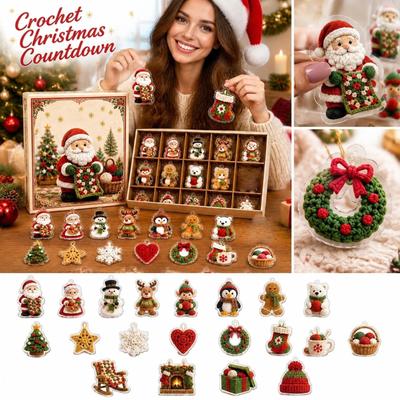 Ornement Crochet Acrylique de Noël 2026 - Cadeau Calendrier de l'Avent Compte à Rebours Jour Férié