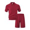 Mens Summer Jacquard Polo T Shirt And Shorts Casual Set