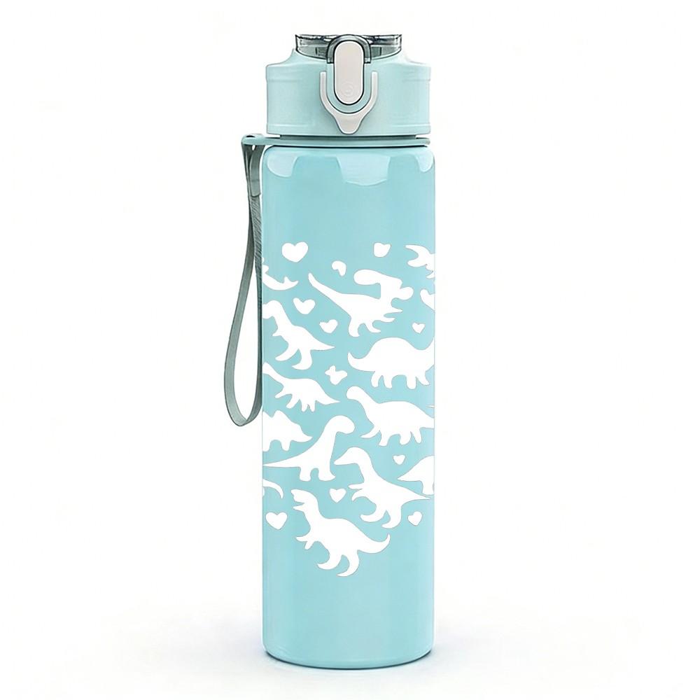 1PC Hollow Heart Pattern 750ml Color Plastic Sports Water Bottle Leakproof Flip Straw Lid Suitable for Sports Office Home Use
