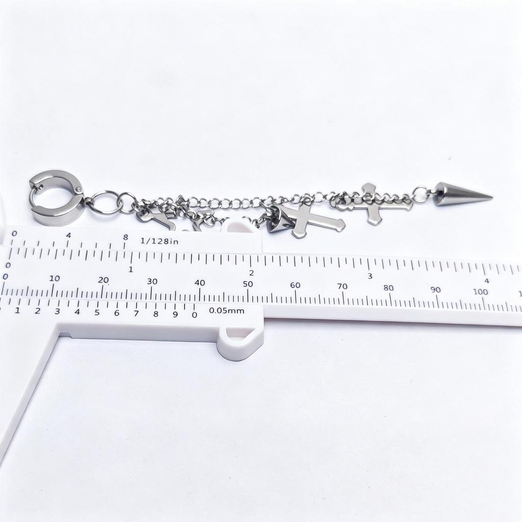 Stainless Steel Asian-Style Star Tassel Earrings - Unisex Long Hoop Studs