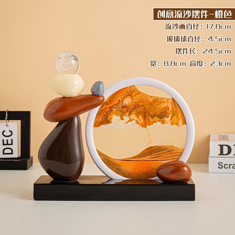 Resin Sand Art Decorative Sculpture Mountain River Design Luxury Home Office Desk Ornament Good Fortune Gift Golden Mountain BackdropProsperity