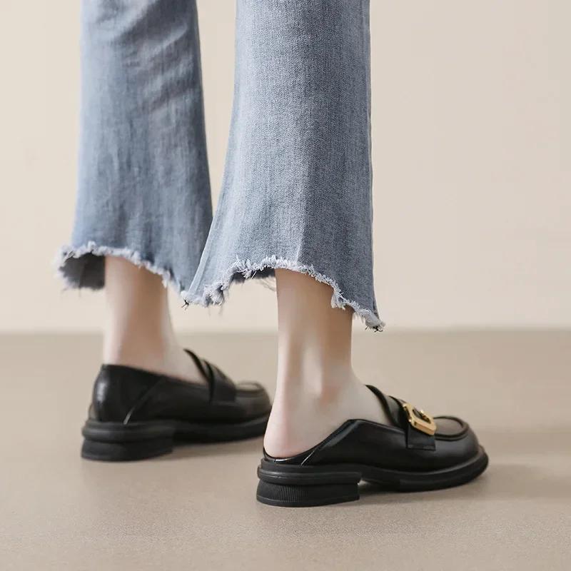 Fashion British Style Platform Loafers Women Plus Size Round Toe Single Shoes Woman Slip-on Thick Bottom Pu Leather Shoes Mujer Zapatos