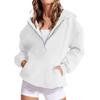 Women's Loose Comfortable Casual Fashionable Solid Color Hooded Zipper Drawstring Sweatshirt
