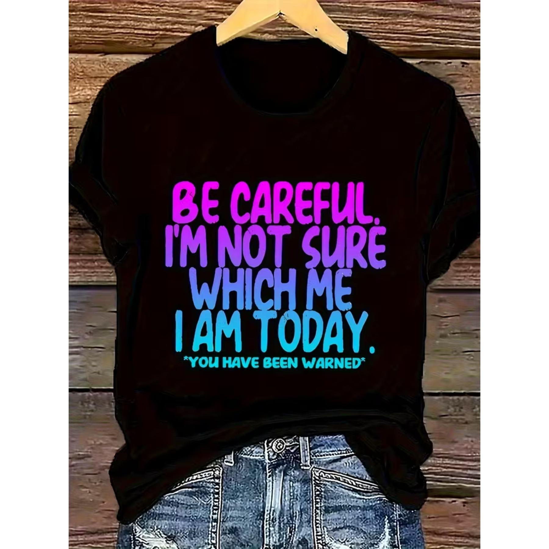 Women s Casual Short Sleeve T-Shirt Women s Casual Short Sleeve T-Shirt- Plus Size Women s Today I m Not Sure Who I Am Fun Printed T-Shirt S чёрный