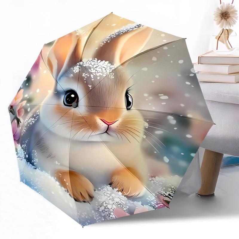 Easter Bunny Basket Outdoor Automatic Umbrella Compact 8-Rib Lightweight Durable Plastic & Iron Travel Essential Fashion Lovers Wedding Party Gift