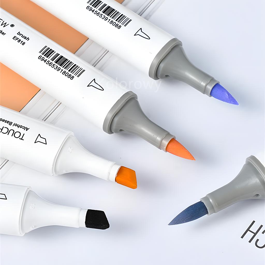 TOUCHNEW Alcohol Markers Soft Brush,Dual Tip Fine&Chisel / Brush&Chisel Art Markers Set for Adult Artists Drawing Coloring