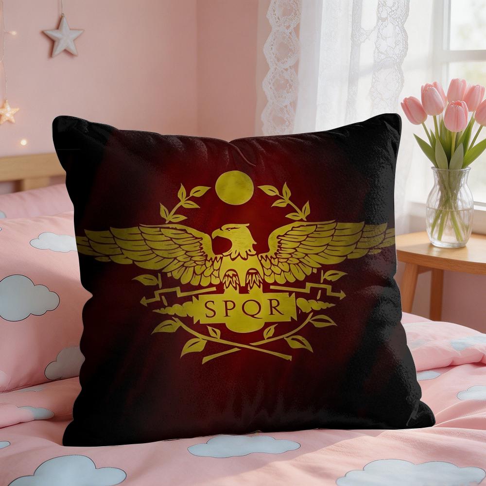 Gold Imperial Eagle Rome SPQR Cushion Cover Square Short Plush Pillow Case Living Room Sofa Home Decor Funda X