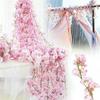 Cherry Rattan Artificial Fake Flower Sakura Hanging Wedding Garland Decor Plant