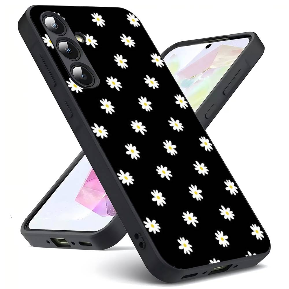 Black White Flower Luxury Black Phone Case For Samsung Galaxy S23 S24 S25 Ultra S22 Plus S21