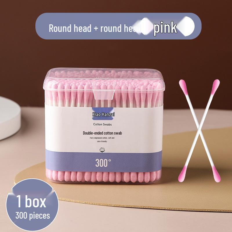 300pcs Dual-tip Cotton Swabs: Makeup, Ear Cleaning, Multi-use, Soft, Disposable, in Square Box