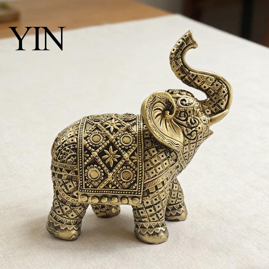 Office Desk Decoration Elephant Figurine, Luck Charm Sculpture, Versatile Indoor Outdoor Decor for Good Home Car Tabletop Entryway Living Room Office,
