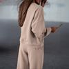 Women Solid Crew Neck Sweatshirt And Split Wide Leg Pants Tracksuit Two Piece Set