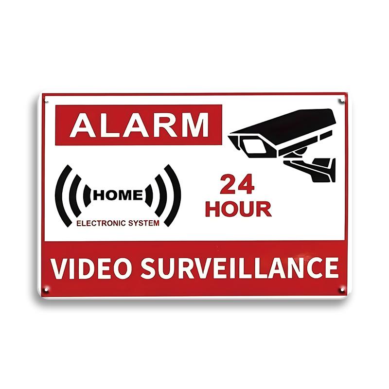 Vintage Tin Sign Retro Warning Metal Sign Video Surveillance Signs No Trespassing Sign Poster For Garage Home Man Cave Wall Deco