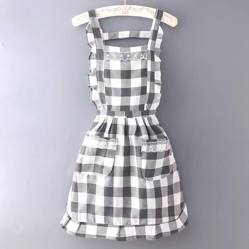 Korean Version Cotton and Linen Apron for Women Cute Kitchen Home Cooking Breathable Apron Fashionable Work Clothes Chef Apron
