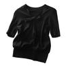 Ice Silk Short Sleeved T-shirt for Women in Summer V-neck Loose Short Sleeved Knitted T-shirt for Women