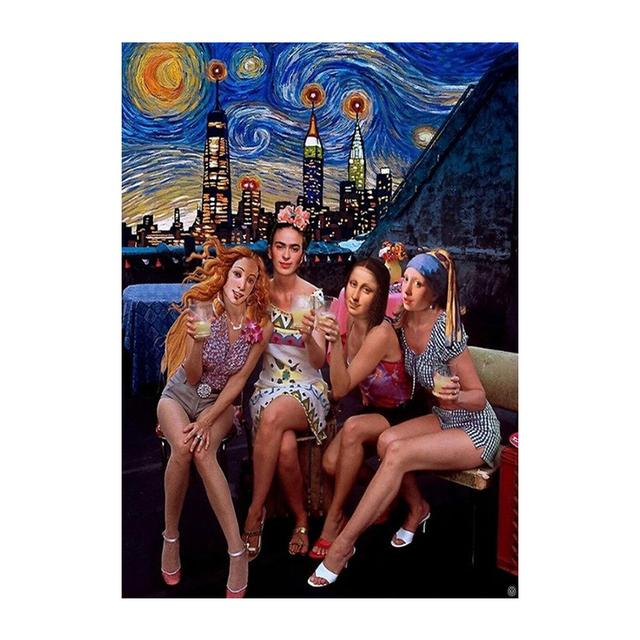 Funny Art Abstract Van Gogh and Friends Canvas Painting Modern Posters and Prints Wall Art Pictures for Living Room Home Decor