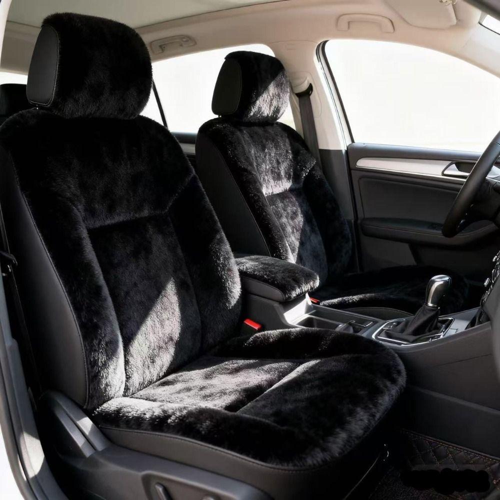 Solid‑color Winter Car Seat Cover Plush Surface Auto Seat Protector  Seat Renovation