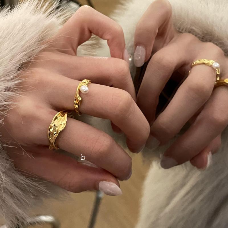 Chic Modern Geometric Design Open Adjustable Finger Ring For Women Elegant Copper Accessory