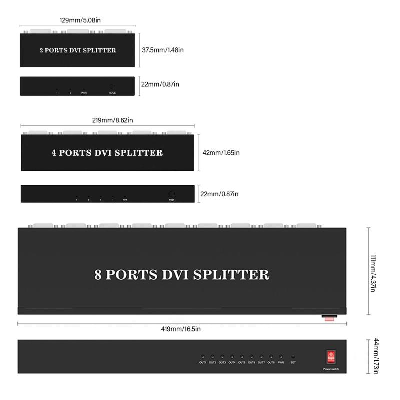 DVI Splitters 1 In 2/4/8 Out DVI Distribution Duplicators DVI Video Splitters DVI Video Splitters for Laptops DVR Projectors
