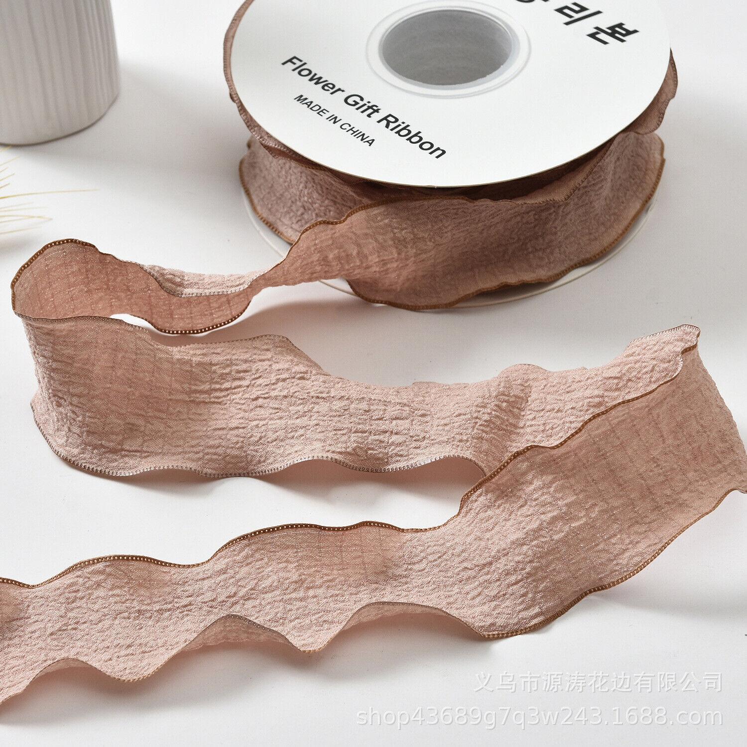 

2 рулона сетчатой ​​ткани с рюшами и кружевной лентой, плиссированная ткань, подарочная одежда, шитье платья хаки