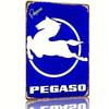 Vintage Pegaso Horse Metal Sign - Retro Spanish Truck Logo Wall Art, Blue & White Tin for Garage, Man Cave, Bar 26T0104 26T0104