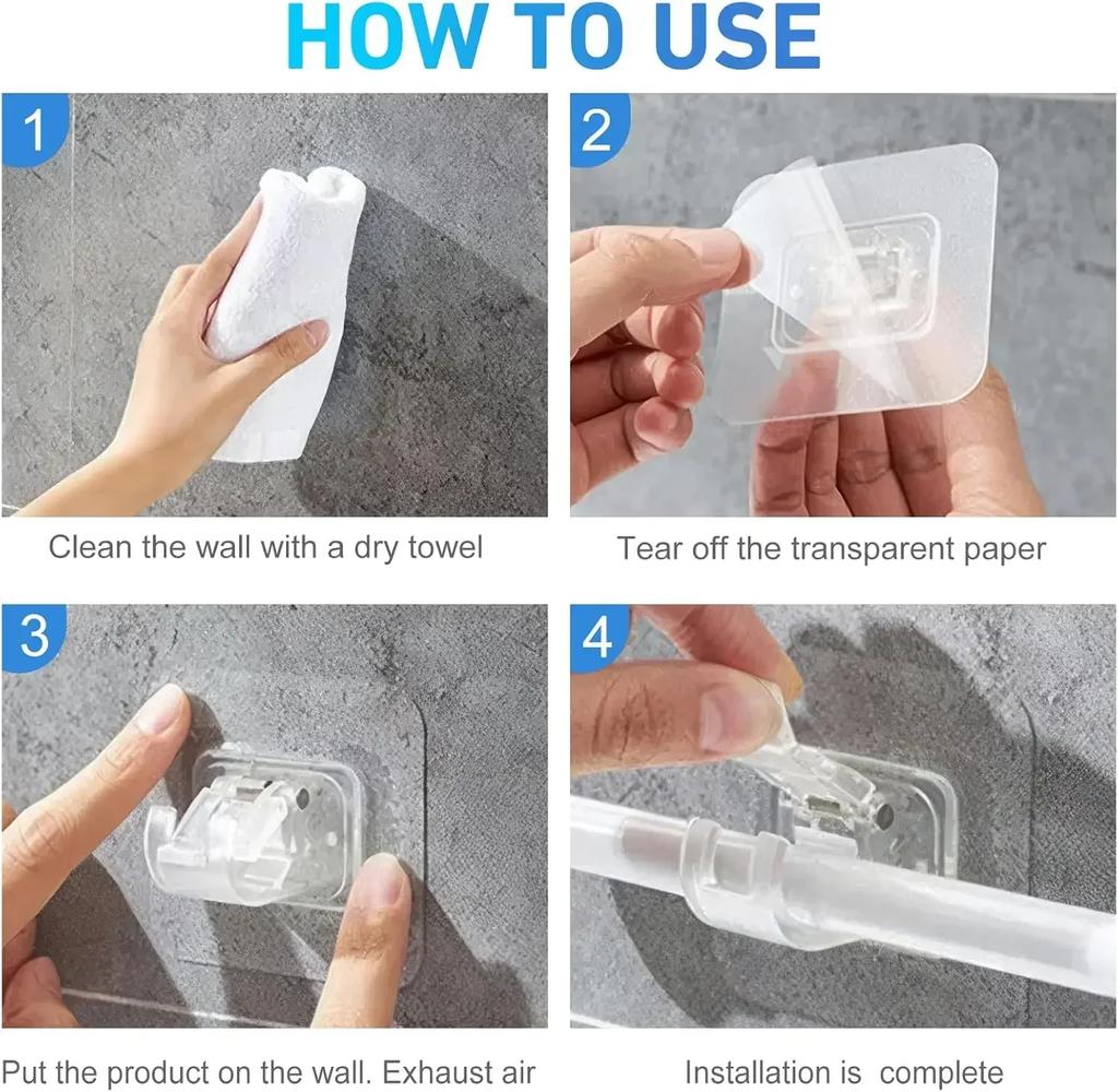 2/24PCS Self Adhesive Hooks Punch-free Curtain Rod Clip Hook Window Curtains Wall Hanging Holder Household Clamp Fixed Clip