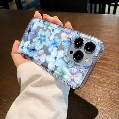 Blue Flowers Phone Case For Iphone 17 16 15 14 Plus 13 12 11 Pro Max Back Cover 16 17 Air Soft Phone Case Cover Shell