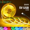 DC5V USB COB LED Şerit Işık Beyaz/Pembe/Kırmızı/Sarı/Mavi/Yeşil 8MM 320LED/M Esnek Gece Lambası Ev Dekorasyonu TV Arkadan Aydınlatma için