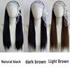 Douyin Lace Bow Headband Long Straight Wig for Girls - Black Full Cover Hairstyle