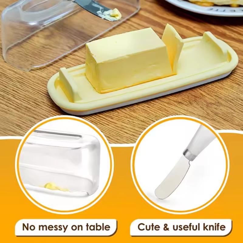Household Tableware Kitchen Supplies Seal Butter Box Transparent Cover Cheese Storage Box Butter Dish With Lid and Knife