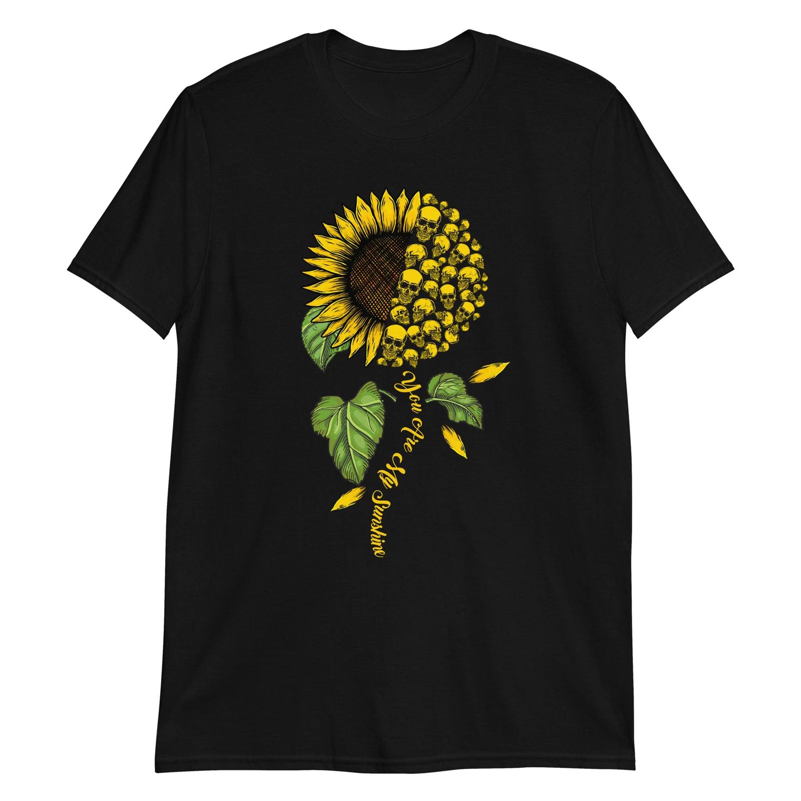 Gothic Sunflower Skull Unisex T-Shirt, Rock, Metal, Horror, Death, Grunge, Biker M