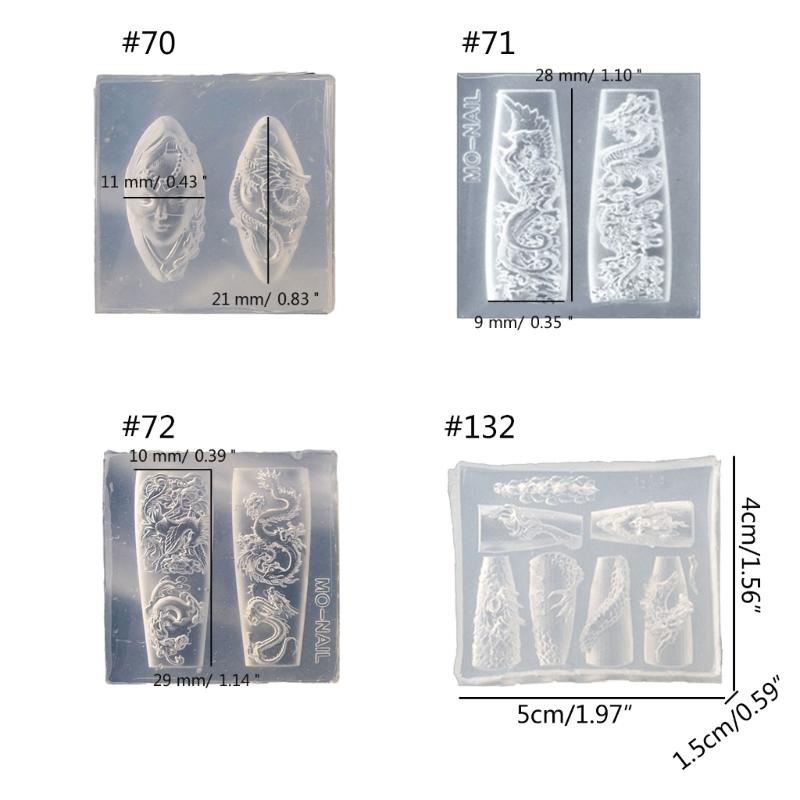 Nail Art Silicone Mold Beautiful 3D Nails Molds Dragon Year Nail Stencils Sculpture Mould Decorations for Manicurists