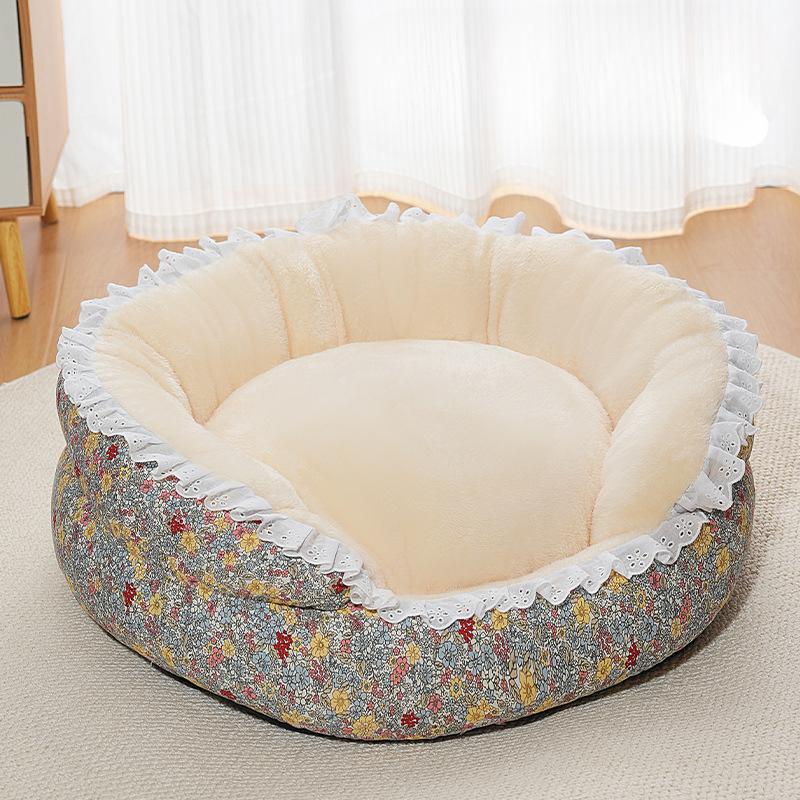 

Дом для собак Дом для кошек Зимний теплый свежий цветочный Юбка Квадратное гнездо Утолщенный Четыре сезона Общие гнезда для домашних животных Товары для животных M
