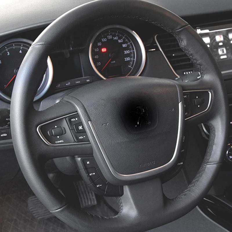 Stainless steel Car Steering Wheel Decorative Strips Cover Trim Stickers Fit For Peugeot 408 508 2014