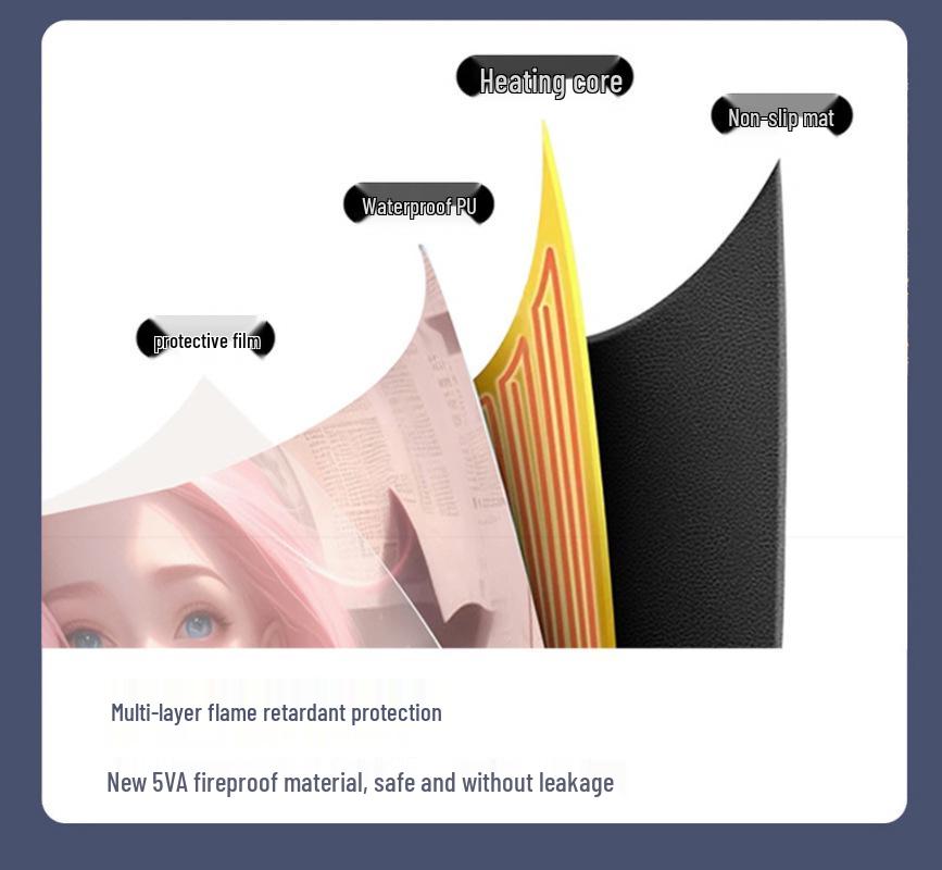 Large Odorless Cartoon Heating Desk Pad - Warm Office Mouse & Table Mat