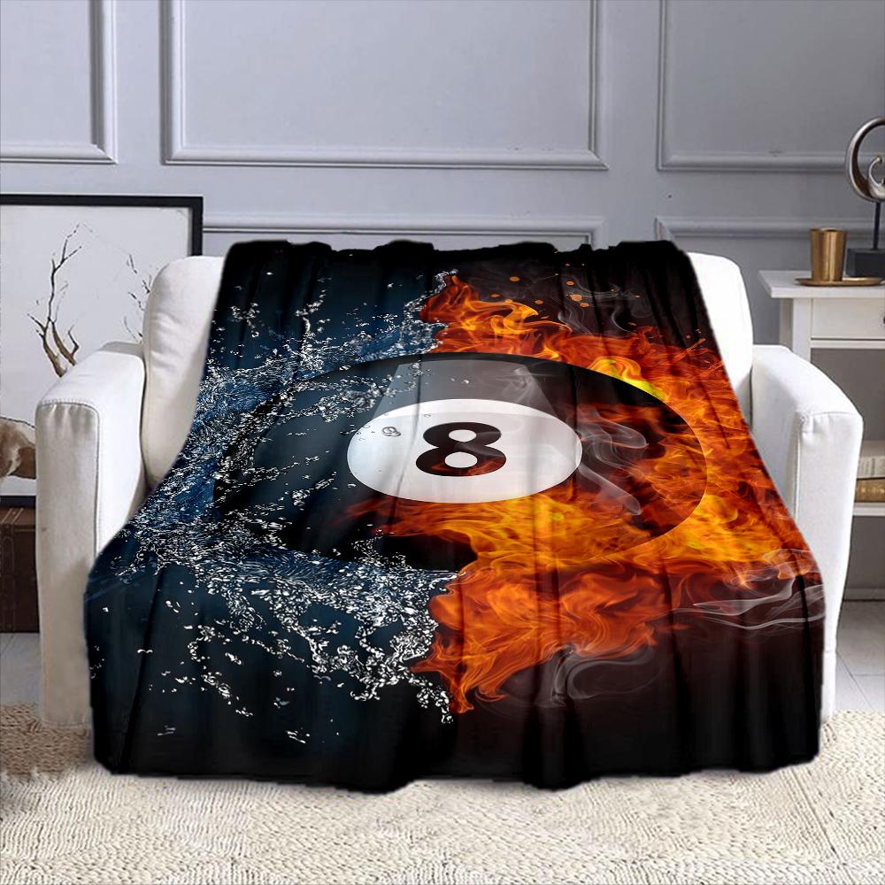 Fire and Water 8 Ball Design Patterned Flannel Blanket Perfect for the Bedroom Living Room, Sofa, or a Little Nap