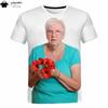 Magliette Grafiche Stampa 3D Moda Donna Anziana che Lecca Ghiacciolo Rosso Abbigliamento Uomo Magliette per Uomo Estate Manica Corta Tee Top