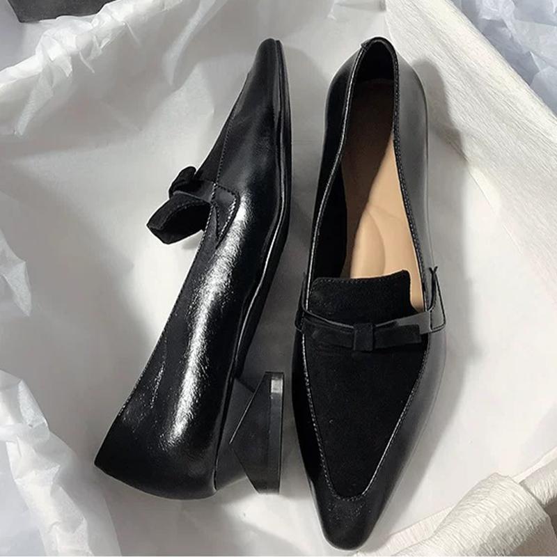 Pointed Toe Women Heeled Shoes Bow Loafers Shoes Autumn Designer New Woman Pumps 2025 Dress Sexy Luxury Zapatos De Mujer