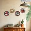 2D Flat, 4pcs Round Aluminum Hanging Sign Set, Vintage Warm Xmas Metal Door Plaque Combo, Farmhouse Porch Yard Balcony Kitchen Home Xmas Wall Decor