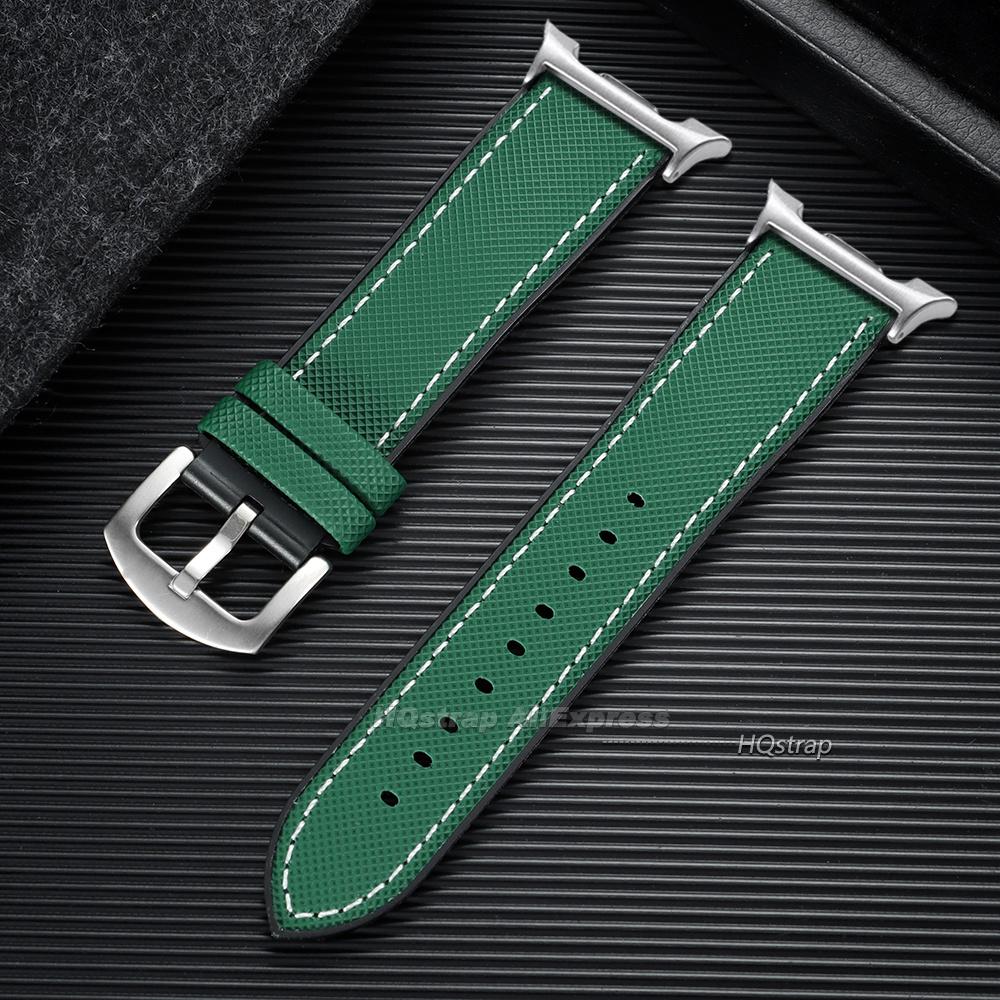 Premium Gummi-Nylon Hybrid-Uhrenarmband für Samsung Galaxy Watch 8 Classic 46mm 44mm 40mm Armband Wasserdichtes Sport-Armband