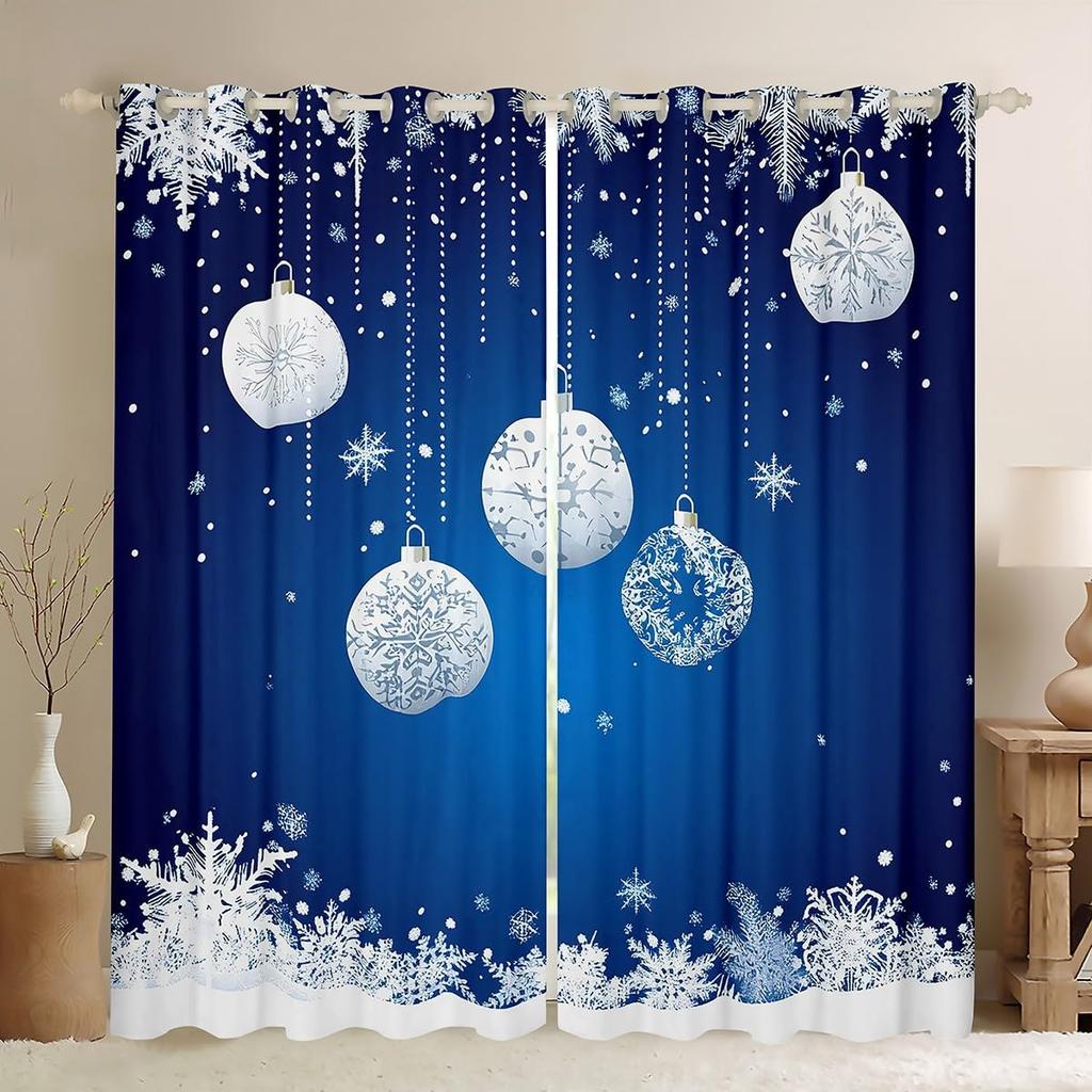 Blackout Christmas Tree Curtain Cute Santa Claus Living Room Decor Cartoon Snowman Window Curtains Drape Made Of Polyester Washable Sitting Ready
