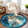 1pc Mystical Capricorn Zodiac Round Floor Mat - Non-Slip Machine Washable Mat with Goat Head  Starry Night Design, Deep Blue