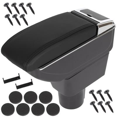 Reposabrazos Dacia Duster I 10-17 con compartimento de almacenamiento NEGRO CUERO ECO + kit de instalación