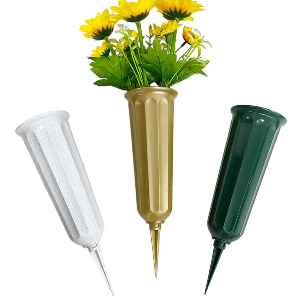Flower Holder with Spike Memorial Day Cemetery Flower Vase Reusable Bouquet Holder Insert Graveside Headstone Vase