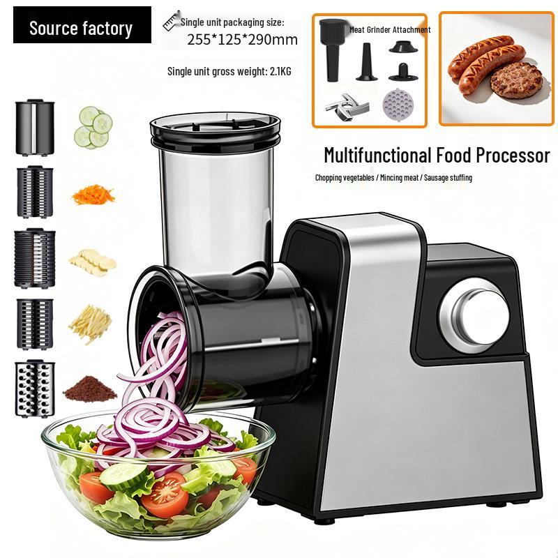 Dual-Speed Multifunction Electric Vegetable and Meat Grinder with Sausage Stuffer & Slicer