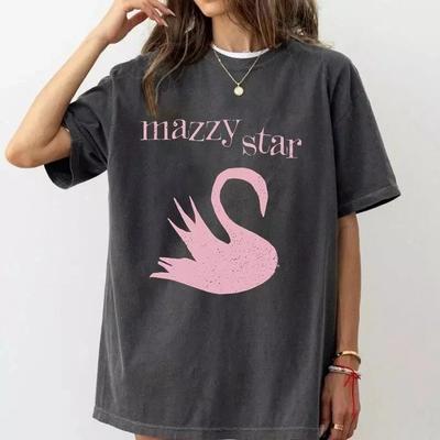 Maglietta Mazzy Star Swan Anni '90 Carbone Unisex Stile Classico Uomo Donna S-5XL
