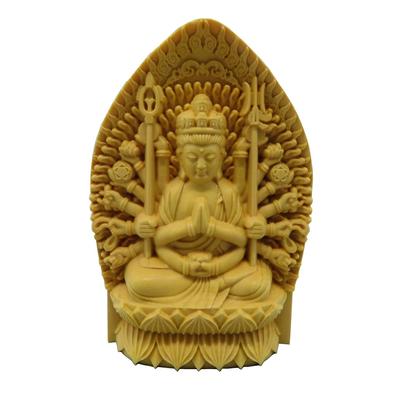 Protection Principal Wood Mini Buddha Statue Kannon No-brand Product, Image, Carving, (Thousand-armed Bodhisattva)