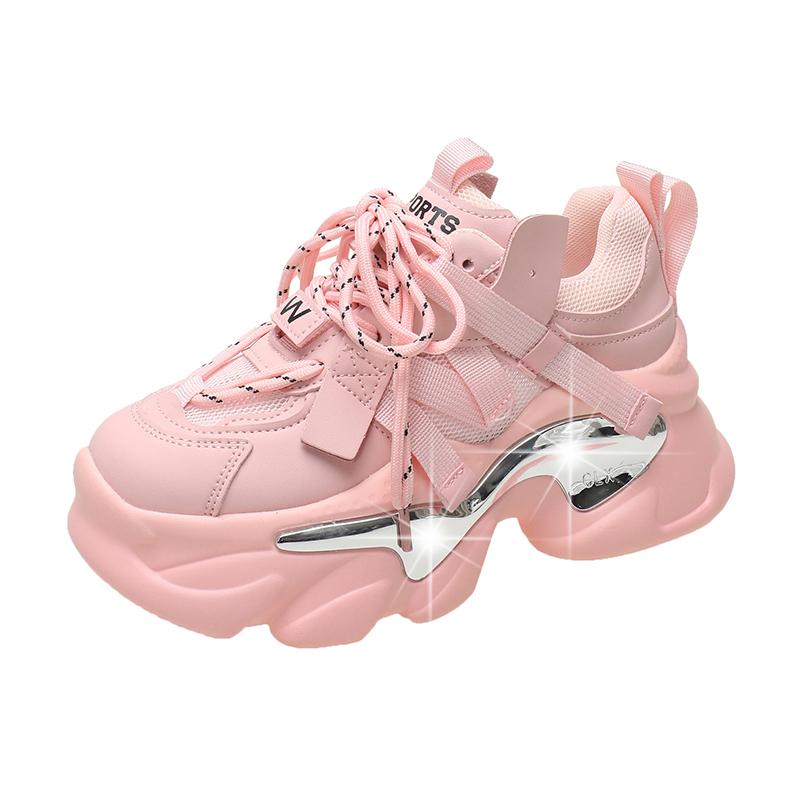 

Мода 2025 Мода Весна Осень Кроссовки Женские На шнуровке Массивная Платформа Спортивные Папины Кроссовки Женские Комфорт Повседневная Обувь Zapatillas Mujer 35 розовый