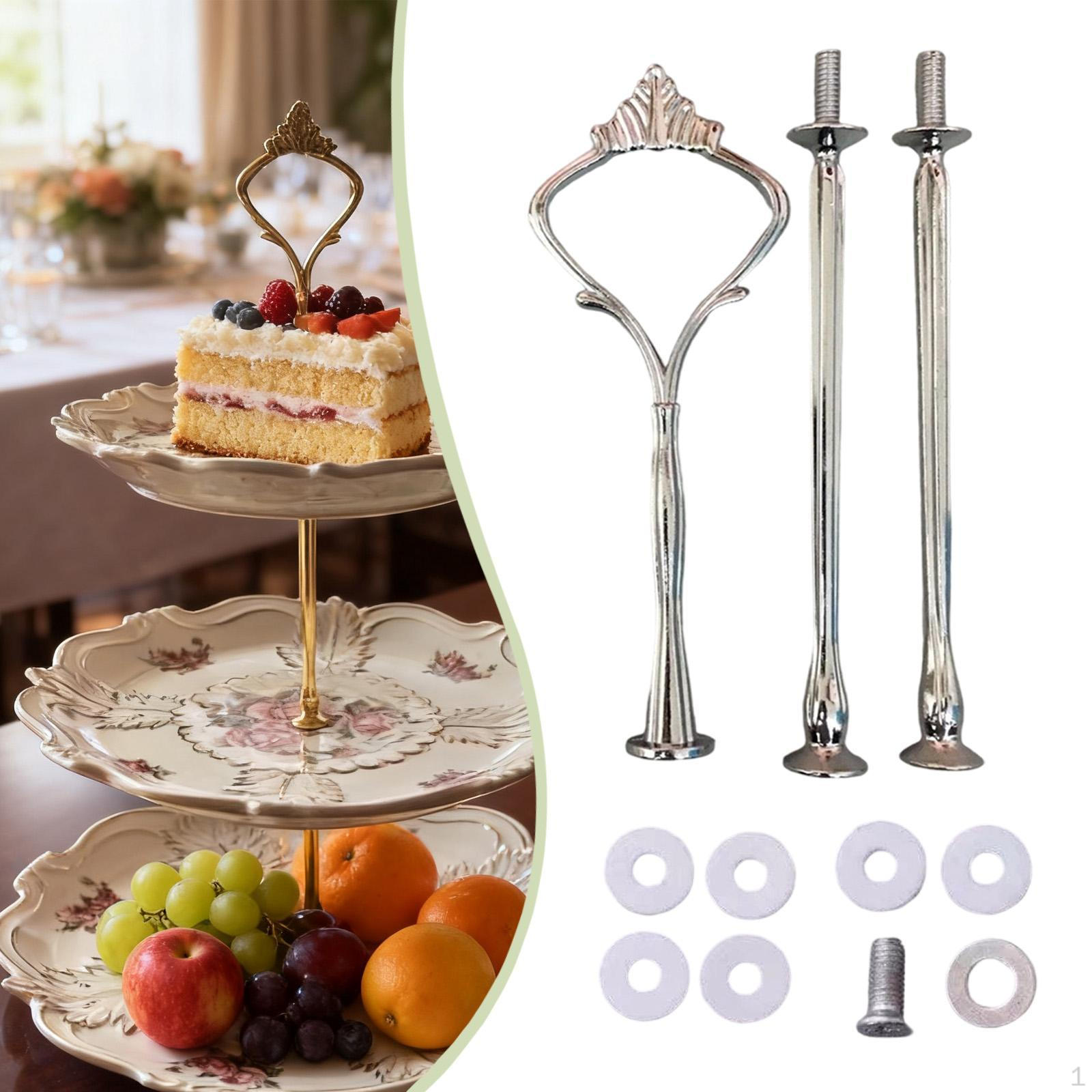 

Фурнитура для ручки подставки для торта, 3-ярусный держатель, ярусная тарелка, фурнитура для дня рождения серебряный